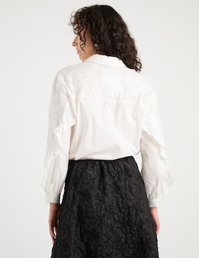 Camisa Petite Studio de algodón manga larga para mujer