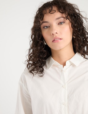 Camisa Petite Studio de algodón manga larga para mujer