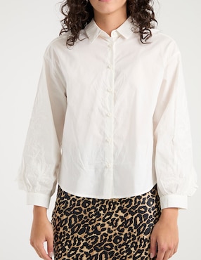 Camisa Petite Studio de algodón manga larga para mujer