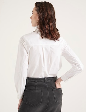 Camisa Petite Studio de algodón manga larga para mujer