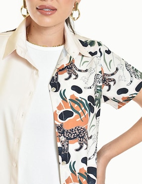 Blusa camisera Roman Fashion manga corta para mujer