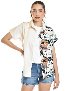 Blusa camisera Roman Fashion manga corta para mujer