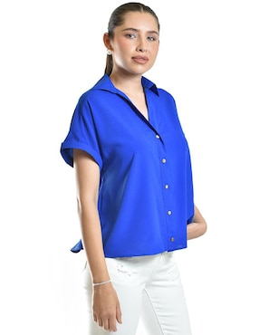 Blusa camisera Roman Fashion manga corta para mujer