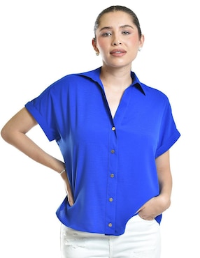 Blusa camisera Roman Fashion manga corta para mujer