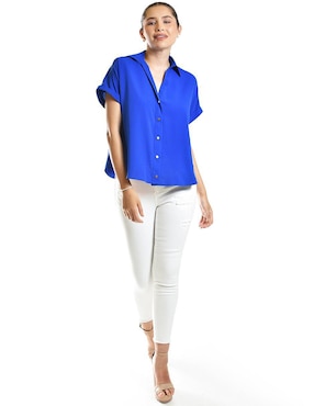 Blusa camisera Roman Fashion manga corta para mujer