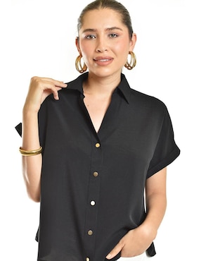 Blusa camisera Roman Fashion manga corta para mujer