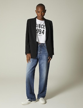 Jeans amplio Studio F corte cintura alta para mujer
