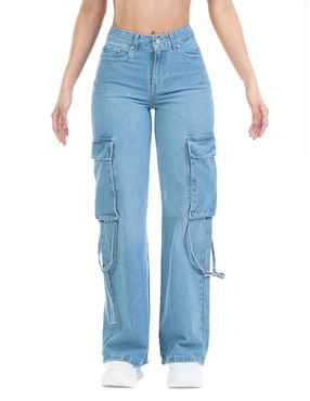 Jeans cargo wide leg Opp´s Jeans corte cintura alta para mujer