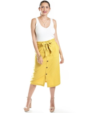 Falda midi Roman Fashion cintura alta