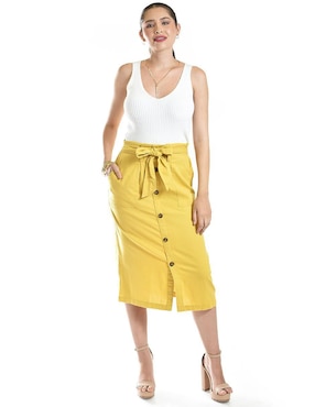 Falda midi Roman Fashion cintura alta