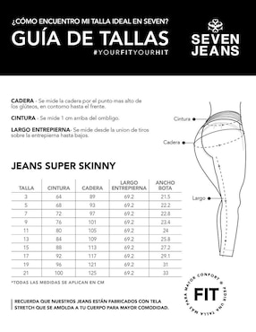 Jeans ultra skinny Seven Jeans corte cintura alta para mujer