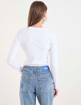 Top Hugo Blue cuello redondo