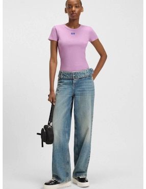 Playera manga corta Hugo Blue cuello redondo para mujer