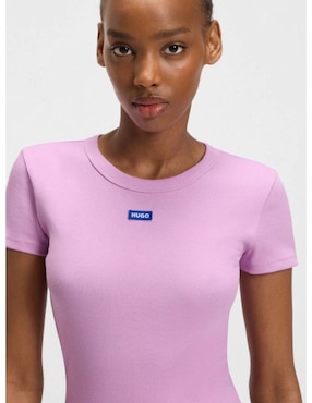 Playera manga corta Hugo Blue cuello redondo para mujer