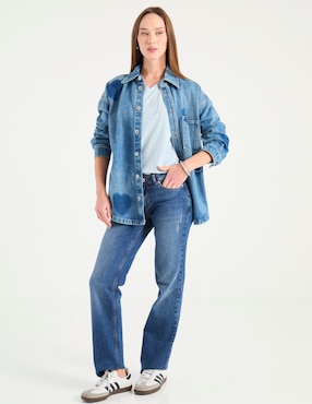 Sobrecamisa Hugo Blue de algodón manga larga para mujer