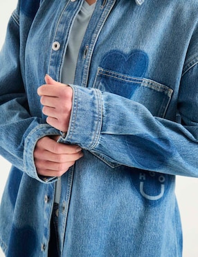 Sobrecamisa Hugo Blue de algodón manga larga para mujer