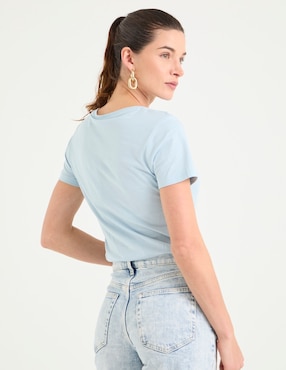 Playera manga corta Hugo Blue cuello redondo para mujer