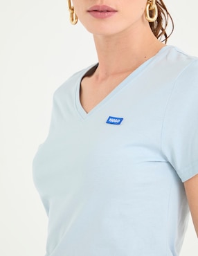Playera manga corta Hugo Blue cuello redondo para mujer