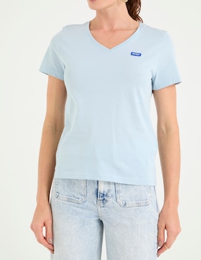 Playera manga corta Hugo Blue cuello redondo para mujer
