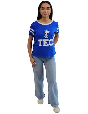 Playera manga corta Tec de Monterrey Snoopy cuello redondo para mujer