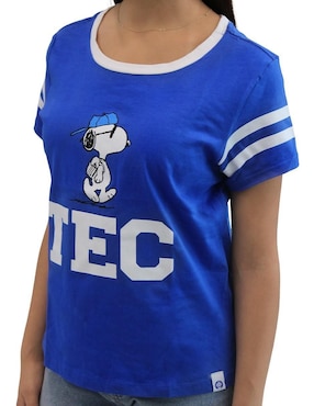 Playera manga corta Tec de Monterrey Snoopy cuello redondo para mujer