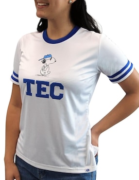Playera manga corta Tec de Monterrey Snoopy TEC cuello redondo para mujer