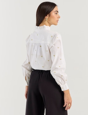 Camisa Petite Studio de algodón manga larga para mujer