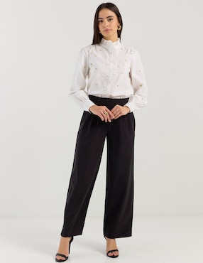Camisa Petite Studio de algodón manga larga para mujer