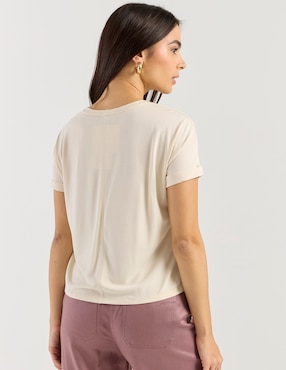 Playera manga corta Petite Studio cuello redondo para mujer