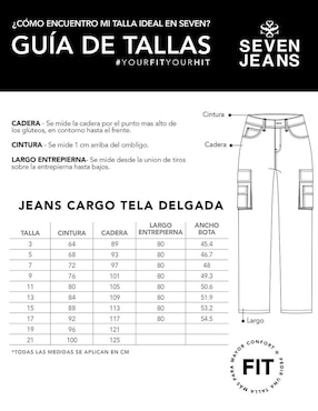 Jeans cargo amplio Seven Jeans corte cintura alta para mujer