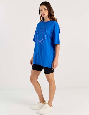 Playera manga corta Hugo Blue cuello redondo para mujer