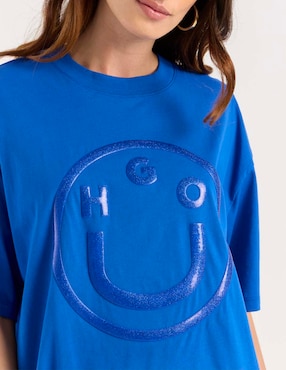 Playera manga corta Hugo Blue cuello redondo para mujer