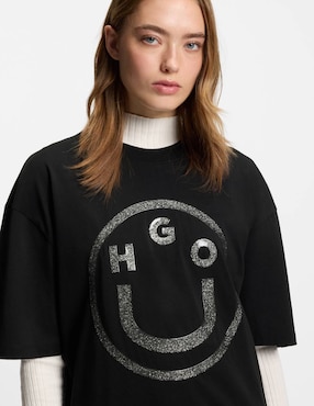 Playera manga corta Hugo Blue W25 cuello redondo para mujer