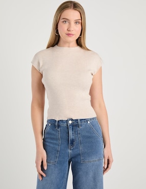 Playera manga corta Petite Studio cuello redondo para mujer