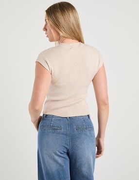 Playera manga corta Petite Studio cuello redondo para mujer