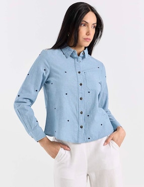 Camisa Petite Studio de algodón manga larga para mujer
