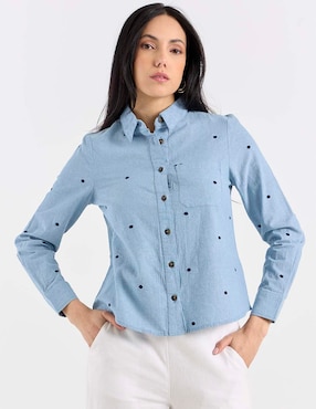 Camisa Petite Studio de algodón manga larga para mujer