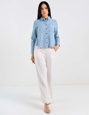 Camisa Petite Studio de algodón manga larga para mujer