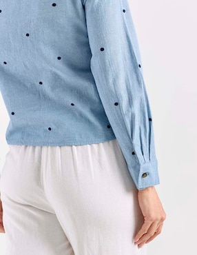Camisa Petite Studio de algodón manga larga para mujer