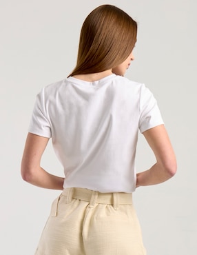 Playera manga corta Petite Studio cuello redondo para mujer