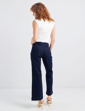 Jeans coulotte straight cintura alta Petite Studio para mujer