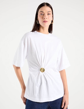 Blusa plisada Map manga al codo para mujer