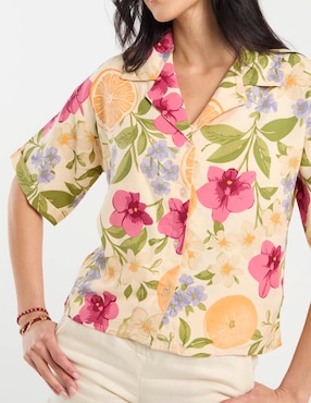 Camisa Map de algodón manga al codo para mujer