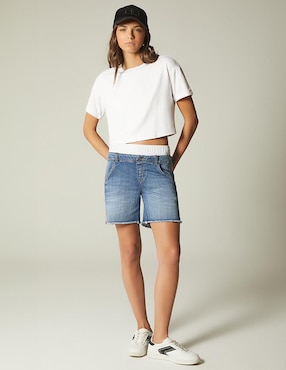 Short Studio F Sporty Striped Denim para mujer