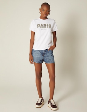 Short Studio F de mezclilla para mujer