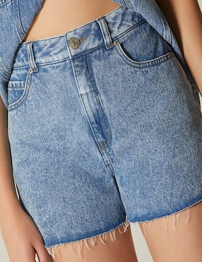 Short Studio F Denim Embroidery Logo de mezclilla para mujer