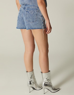 Short Studio F Denim Embroidery Logo de mezclilla para mujer