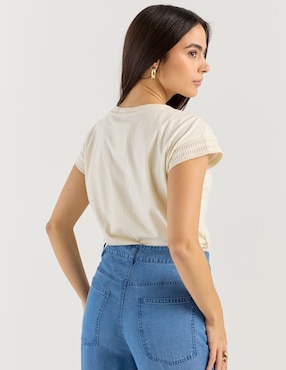 Playera manga corta Petite Studio cuello redondo para mujer
