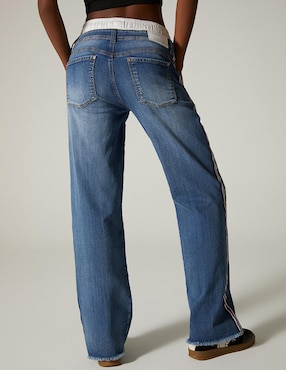 Jeans straight Studio F Sporty Striped Denim para mujer
