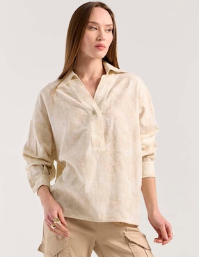 Camisa Map de algodón manga larga para mujer